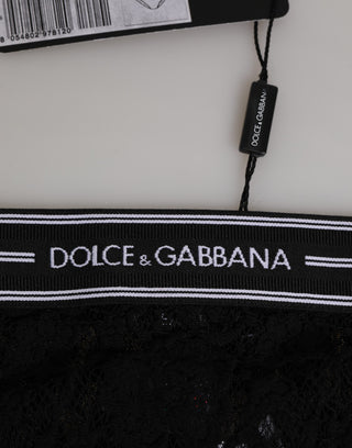 Dolce & Gabbana Black Lace Slip Brief Logo Waistband  Underwear
