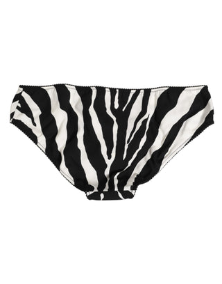 Dolce & Gabbana Black White Zebra Print Slip Briefs Underwear