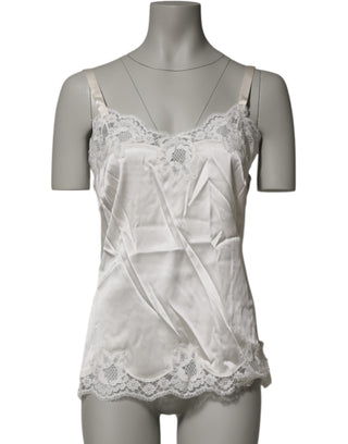 Dolce & Gabbana Off White Floral Lace Tank Lingerie Top Underwear
