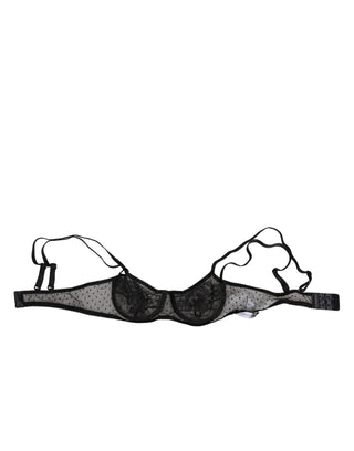 Dolce & Gabbana Black Floral Underwired Balconette Bra Underwear