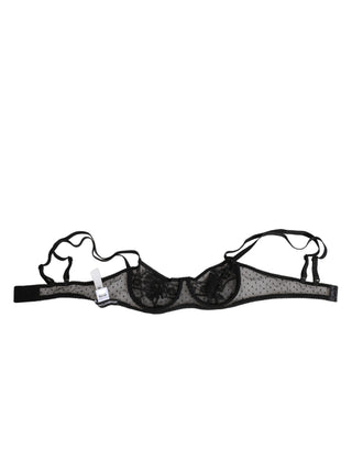 Dolce & Gabbana Black Floral Underwired Balconette Bra Underwear