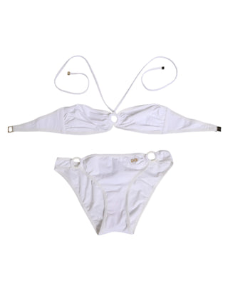 Dolce & Gabbana White Logo Swimsuit 2 Piece Top Bottom Swimwear