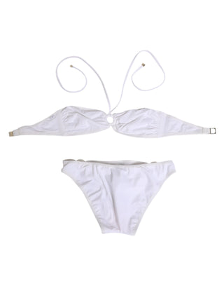 Dolce & Gabbana White Logo Swimsuit 2 Piece Top Bottom Swimwear