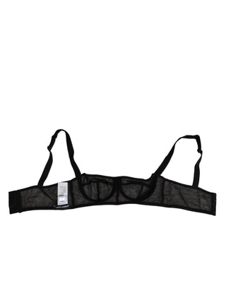 Dolce & Gabbana Black Floral Underwired Balconette Bra Underwear