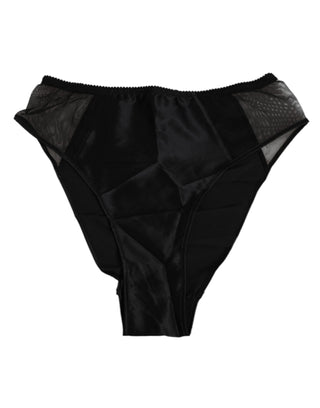 Dolce & Gabbana Black Silk Stretch High Waist Panty Underwear