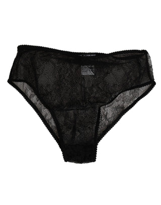 Dolce & Gabbana Black Nylon Stretch High Waist Panty Underwear