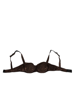 Dolce & Gabbana Brown Silk Underwired Balconette Bra Underwear