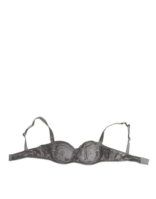 Dolce & Gabbana Gray Silk Underwired Balconette Bra Underwear