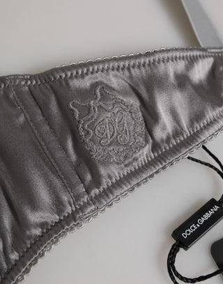 Dolce & Gabbana Gray Silk Underwired Balconette Bra Underwear
