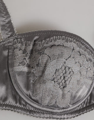 Dolce & Gabbana Gray Silk Underwired Balconette Bra Underwear