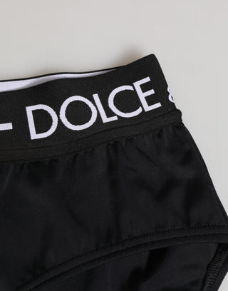 Dolce & Gabbana Black Nylon Logo Waistband Shorts Underwear