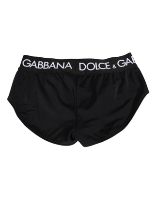 Dolce & Gabbana Black Nylon Logo Waistband Shorts Underwear