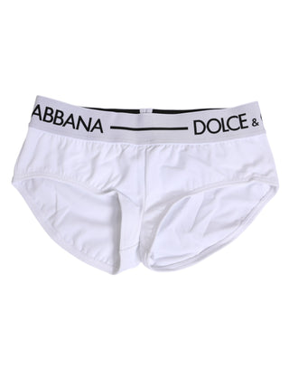 Dolce & Gabbana White Nylon Logo Waistband Shorts Underwear