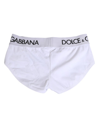 Dolce & Gabbana White Nylon Logo Waistband Shorts Underwear