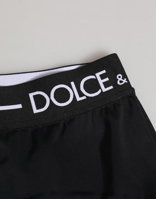 Dolce & Gabbana Black Nylon Logo Waistband Shorts Underwear