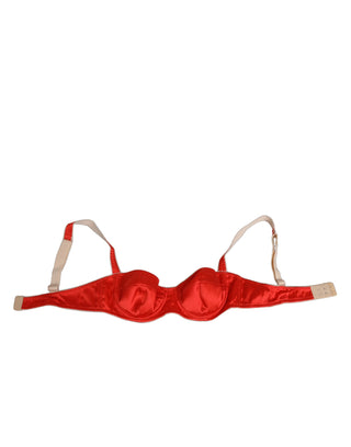 Dolce & Gabbana Red Silk Satin Underwire Bra Semi-Pad Underwear