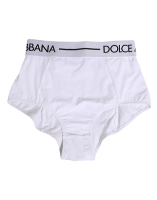 Dolce & Gabbana White Nylon Logo Waistband Coulotte Underwear
