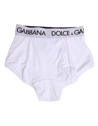 Dolce & Gabbana White Nylon Logo Waistband Coulotte Underwear