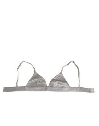 Dolce & Gabbana Gray Silk Satin Triangle Soft Cup Bra Underwear