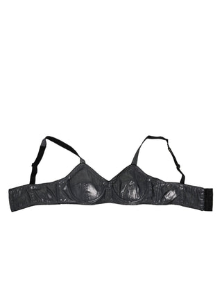 Dolce & Gabbana Dark Gray Silk Stretch Balconcino Bra Underwear