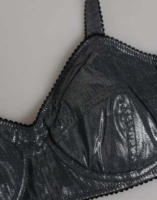 Dolce & Gabbana Dark Gray Silk Stretch Balconcino Bra Underwear