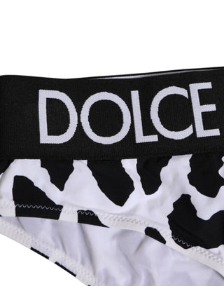 Dolce & Gabbana White Leopard Nylon High Waist Panty Underwear