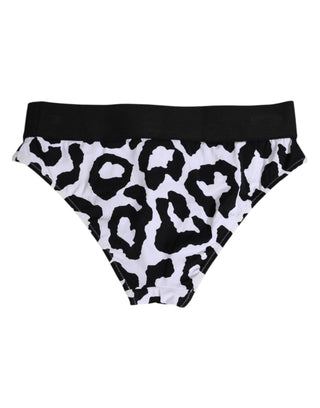 Dolce & Gabbana White Leopard Nylon High Waist Panty Underwear