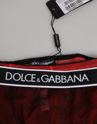 Dolce & Gabbana Black Red Nylon High Waist Girdle Underwear