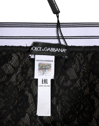 Dolce & Gabbana Black Lace Nylon High Waist Panty Underwear