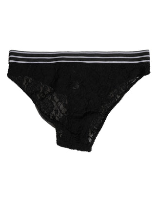 Dolce & Gabbana Black Lace Nylon High Waist Panty Underwear