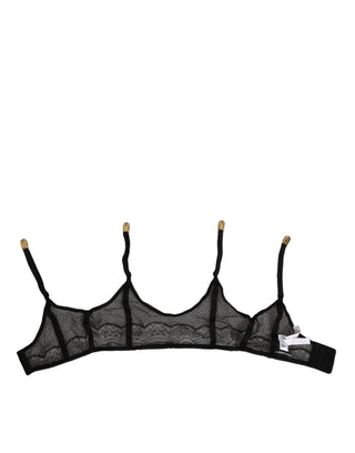 Dolce & Gabbana Black Floral Lace Nylon Strap Garter Underwear