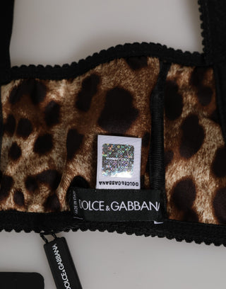 Dolce & Gabbana Brown Leopard Silk Balconnet Bra Underwear