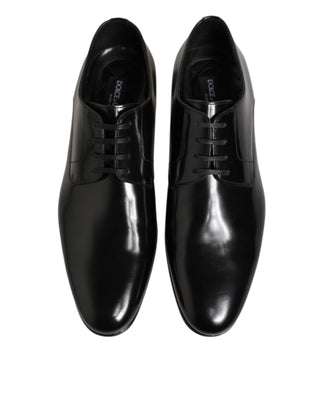 Dolce & Gabbana Black Calfskin Leather Derby Men Dress Shoes