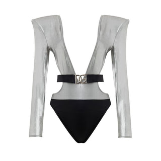 Dolce & Gabbana Gray Viscose One-Piece Swimsuit