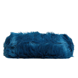 Dolce & Gabbana Blue Fur Logo Plaque Double Handle Shoulder Bag