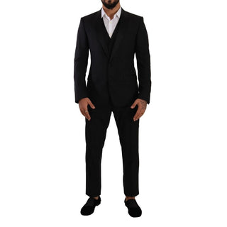 Dolce & Gabbana Black Wool Three-Piece Suit