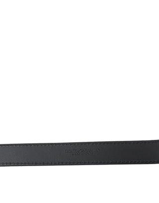 Dolce & Gabbana Black Leather Silver Metal Buckle Men Belt