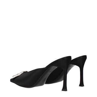 Amina Muaddi Black Satin Pumps