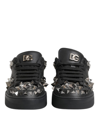 Dolce & Gabbana Black Portofino Studded Men Sneakers Shoes