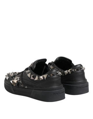 Dolce & Gabbana Black Portofino Studded Men Sneakers Shoes