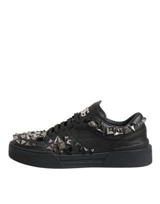 Dolce & Gabbana Black Portofino Studded Men Sneakers Shoes