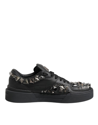 Dolce & Gabbana Black Portofino Studded Men Sneakers Shoes