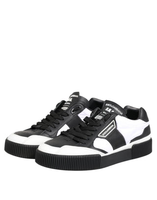 Dolce & Gabbana Black White Leather MIAMI Low Top Sneakers Shoes