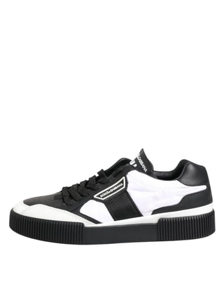 Dolce & Gabbana Black White Leather MIAMI Low Top Sneakers Shoes
