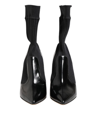 Dolce & Gabbana Black Stretch Stilettos Booties Socks Shoes