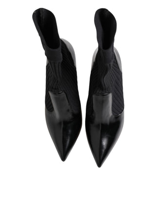 Dolce & Gabbana Black Stretch Stilettos Booties Socks Shoes