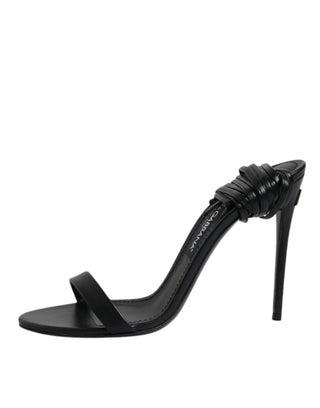 Dolce & Gabbana Black Leather Stiletto Heels Sandals Shoes