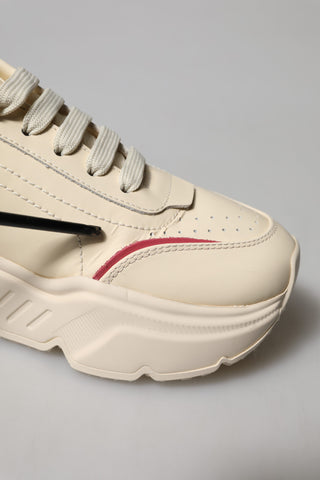 Dolce & Gabbana White Pink Leather Daymaster Sneakers Shoes