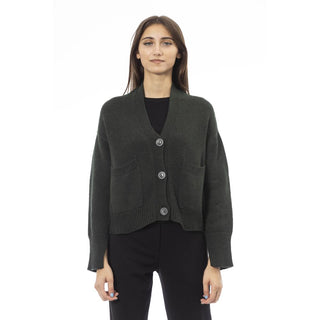 Alpha Studio Gray Merino Wool Women Cardigan