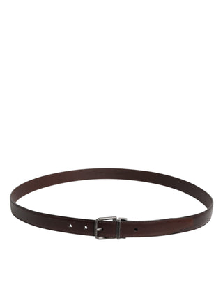 Dolce & Gabbana Dark Brown Leather Antique Silver Buckle Belt